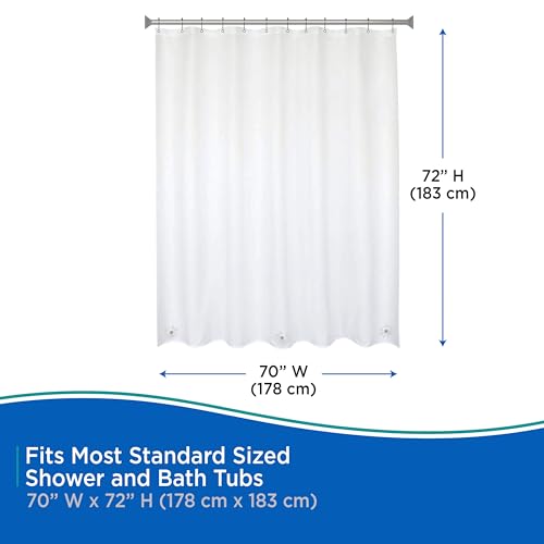 Kenney KN61440PK2 Medium Weight 5 Gauge Waterproof PEVA Shower Curtain Liner with Rust-Resistant Metal Grommets and Weighted Magnetic Hem for Bathroom, 70" W x 72" H, White, 2-Pack - color: White, size: 70"W x 72"L (Pack of 2)