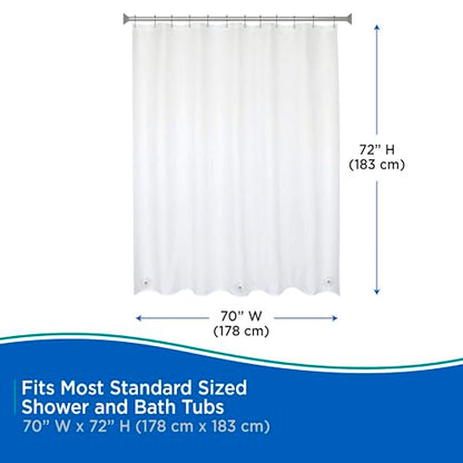 Kenney KN61440PK2 Medium Weight 5 Gauge Waterproof PEVA Shower Curtain Liner with Rust-Resistant Metal Grommets and Weighted Magnetic Hem for Bathroom, 70" W x 72" H, White, 2-Pack - color: White, size: 70"W x 72"L (Pack of 2)