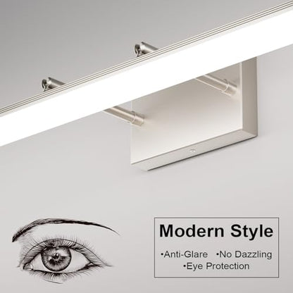 Aipsun 24 inch Modern Brushed Nickel Vanity Light Adjustable Bathroom Light Fixtures Over Mirror Rotatable Vanity Lighting 5500K - color: Brushed Nickel, size: 23.6 in