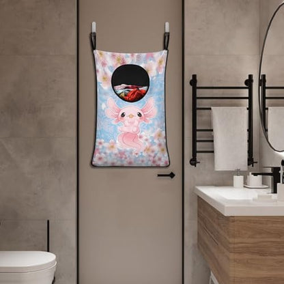 ZOUTAIRONG Cute Axolotl Hanging Laundry Hamper Saving Space Laundry Bag Pink Cherry Blossom Laundry Basket Over The Door Storage Bags for Bedroom Home Dirty Clothes Hampers Blue - color: Axolotl Flower