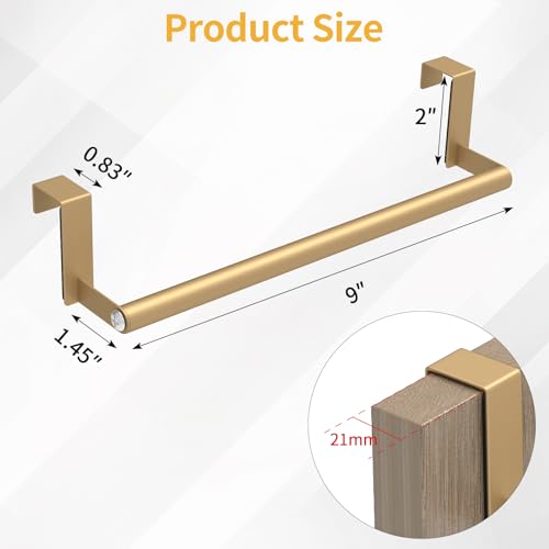 STWWO Kitchen Towel Holder for Cupboard Gold | Over Cabinet Door Towel Bar, Over The Door Towel Rack, Stainless Steel Dish Towel Holder Hanger Rv Towel Rack, 2 Pack - color: Gold