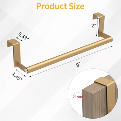 STWWO Kitchen Towel Holder for Cupboard Gold | Over Cabinet Door Towel Bar, Over The Door Towel Rack, Stainless Steel Dish Towel Holder Hanger Rv Towel Rack, 2 Pack - color: Gold