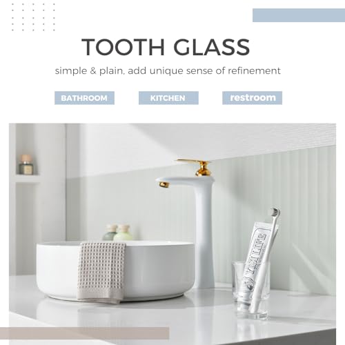 Aomasi Glass Toothbrush Cup for Bathroom Sink, Transparent Mouthwash Holder | Thickened Substantial Glass, Bathroom Tumbler Cup for Daily Drinking Water, Easy to Clean, Toothbrush Holder Replacement - color: Transparent