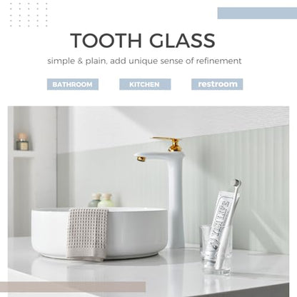 Aomasi Glass Toothbrush Cup for Bathroom Sink, Transparent Mouthwash Holder | Thickened Substantial Glass, Bathroom Tumbler Cup for Daily Drinking Water, Easy to Clean, Toothbrush Holder Replacement - color: Transparent
