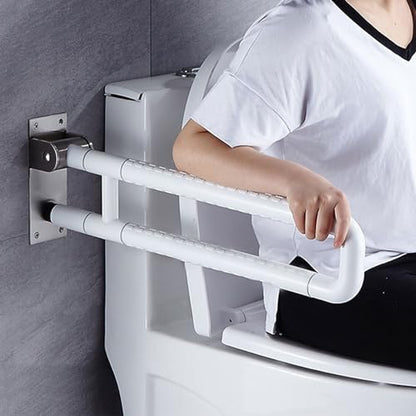 28 Inch Toilet Grab Bar Flip Up Stainless Steel with ABS Handicap Rails Load Capacity of 150 kg 330 lbs Grab Bars Toilet Rail Bathroom U Shaped and Wall Mount Safety for Injured Patients White - color: White, size: 28 in