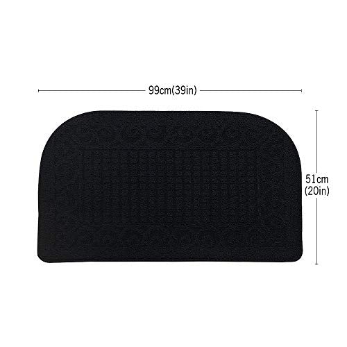 COSYHOMER 39x20 Half Round Kitchen Rug,Non Slip Washable Mat,Black 1PC | Polypropylene tufted textile,small half circle rug,kitchen sink mat,Kitchen floor mat - color: Black, size: 1'8" x 3'3" (Semicircular)