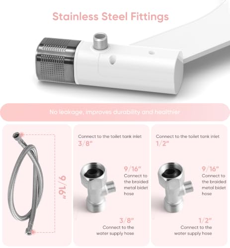 Ultra-Slim Bidet Attachment, Posterior&Feminine Wash-(Retractable Dual Nozzles), Non-Electric Bidet Attachment for Toilet Seat, Adjustable Fresh Cold Water Pressure (BlackChrome) - color: BlackChrome