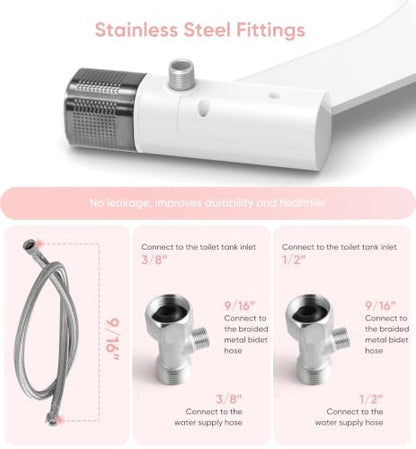 Ultra-Slim Bidet Attachment, Posterior&Feminine Wash-(Retractable Dual Nozzles), Non-Electric Bidet Attachment for Toilet Seat, Adjustable Fresh Cold Water Pressure (BlackChrome) - color: BlackChrome