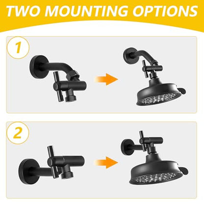 All Metal Shower Head Elbow Adapter, Stainless Steel Shower Arm Extension Connector for Shower Heads, Matte Black
