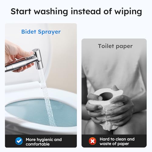 Arofa Handheld Bidet Sprayer, Bidet Attachment for Toilet, Chrome | Adjustabel Water Pressure, Leak-Free Hose, Fits Two-Piece Toilets, Feminine/Baby/Pet Wash, Cloth Diaper Rinse, Easy Install - color: Chrome, size: 1 Pack
