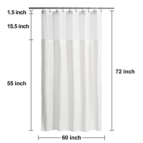 N&Y HOME 60 x 72 Waffle Weave Shower Curtain with Snap-in Liner Set White | 12 Metal Hooks Included, Snap on/off Fabric Liner, Hotel Style & Mesh Top Window, Machine Washable, 60x72 Shower Stall Size - color: White, size: 60"W x 72"L (Pack of 1)