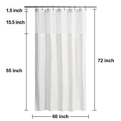 N&Y HOME 60 x 72 Waffle Weave Shower Curtain with Snap-in Liner Set White | 12 Metal Hooks Included, Snap on/off Fabric Liner, Hotel Style & Mesh Top Window, Machine Washable, 60x72 Shower Stall Size - color: White, size: 60"W x 72"L (Pack of 1)