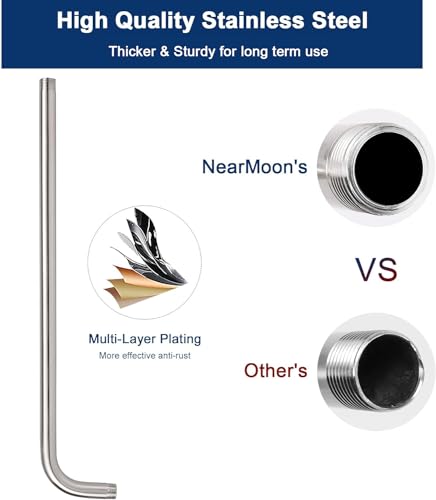 NearMoon Shower Arm, Extra Extension Arm with Flange, Stainless Steel Wall-Mounted Showerhead Extender Pipe (20 Inch, Brushed Nickel) - color: Brushed Nickel, style: 20 Inch