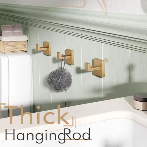 KOKOSIRI Robe Hooks for Wall Bathroom Towel Hooks Coat Hook Kitchen Garage Heavy Duty Wall Mounted Champagne Bronze Stainless Steel, 3 Pack B1010CPG-P3 - color: Champagne Bronze, size: 3 Pack