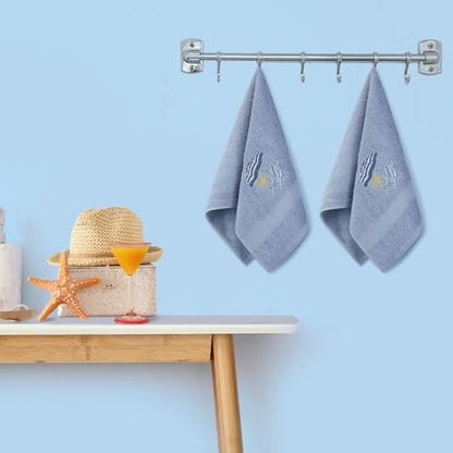 SmoothNovelty 2 Pcs Hand Towels Bathroom Decor 14x29 Inch Embroidered 100% Cotton Soft Absorbent Spring Summer Decorative Hand Towels for Bathroom Kitchen(Beach Chair,Slate Blue) - style: Classic Beach Chair
