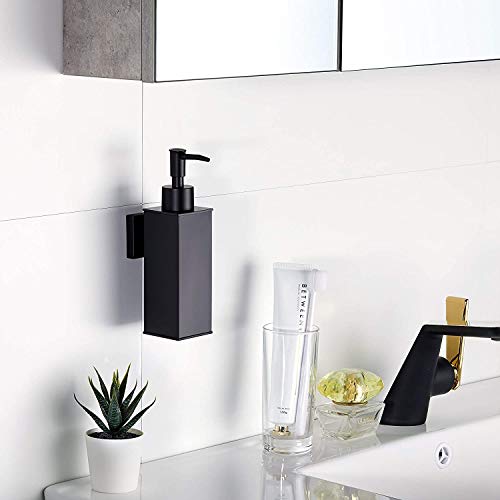BGL Soap Dispenser Stainless Steel 304 Wall Mount Black Liquid and Soap Dispenser for Kitchen and Bathroom - color: Black