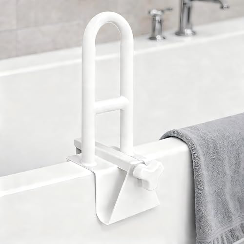Bathtub Safety Rail Adjustable Shower Grab Bar - White Medical Bathtub Handle Grab Bars for Bathroom, Safety Handle Rail Heavy Duty for Seniors and Elderly