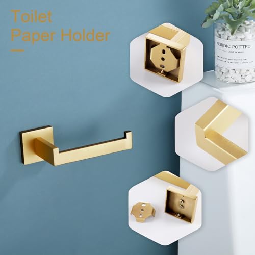 KOKOSIRI Gold Toilet Paper Holder Toilet Roll Holder for Bathroom Kitchen Washroom T-304 Stainless Steel Wall Mounted, 2 Pack, B2003BG-P2 - color: Brushed Gold, size: Without Shelf(2 Pack)