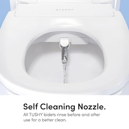 TUSHY Aura Luxury Electric Bidet Seat, Auto Open, Heated, Elongated | Remote Control, Adjustable Temperature, Self-Cleaning Nozzle, Instant Warm Water and Air Dryer, GFCI Outlet Required - style: Aura Elongated Bidet Seat