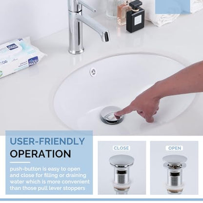 Angle Simple Bathroom Sink Drain, Pop Up Stopper with Overflow Hole, Chrome | Brass Sink Stopper with Stainless Steel Tailpiece, Fit 1.61 to 2 Inches Diameter of Drain Hole - color: Chrome