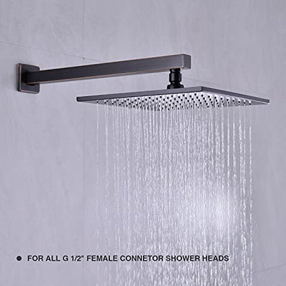 TRUSTMI 16" Square Shower Arm Oil Rubbed Bronze Wall Mount Extension | with Flange, Rainfall Shower Head Extension Arm, NPT 1/2" Wall Mounted, Heavy Duty Stainless Steel, ORB - color: Oil Rubbed Bronze