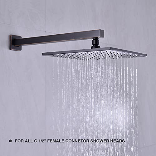 TRUSTMI 16" Square Shower Arm Oil Rubbed Bronze Wall Mount Extension | with Flange, Rainfall Shower Head Extension Arm, NPT 1/2" Wall Mounted, Heavy Duty Stainless Steel, ORB - color: Oil Rubbed Bronze