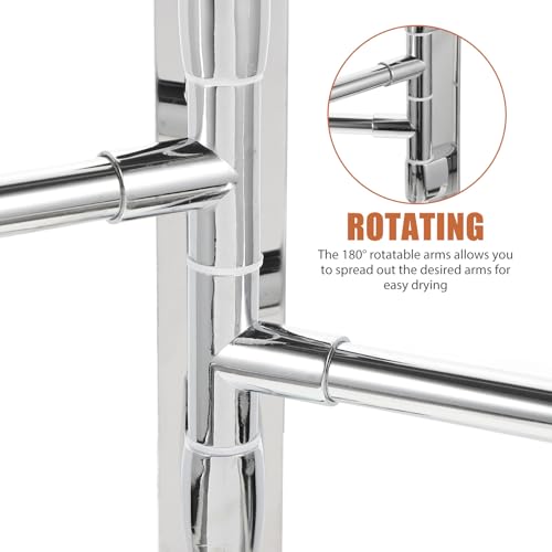 WOONEKY Stainless Steel Bathroom Swing Arm Towel Bar, 2-arm Swivel Towel Rack Wall Mount for Bathroom Storage and Drying