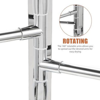 WOONEKY Stainless Steel Bathroom Swing Arm Towel Bar, 2-arm Swivel Towel Rack Wall Mount for Bathroom Storage and Drying