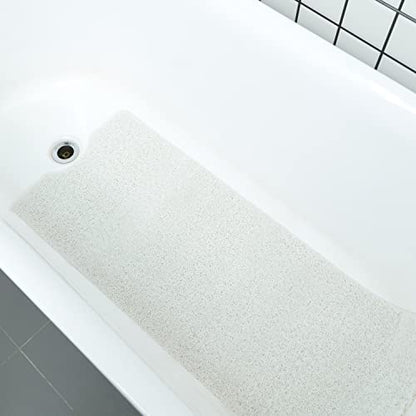 Leotruny Bath Tub Shower Mat 40 x 16 Inch Non Slip Soft PVC Loofah | Bathtub Mats for Bathroom - color: C03-white