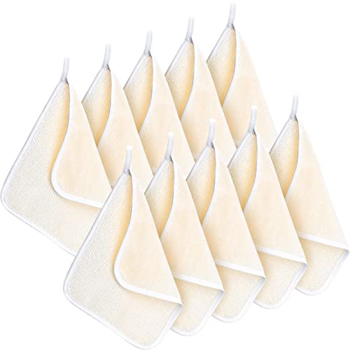 Tatuo 10 Count Exfoliating Wash Cloths for Body and Face Facial Bath Scrub Soft Weave Loofah Towel Exfoliate Bath Towel Remove Dead Skin Wash Cloth for Women Man (White Edge) - color: White Edge