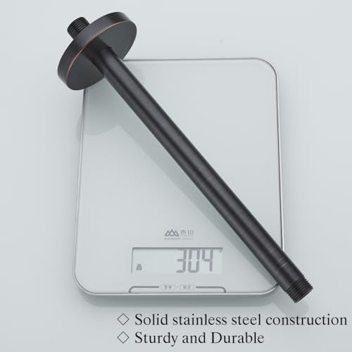 RANDOM Straight Shower Arm with Flange Oil Rubbed Bronze 12 Inches Ceiling Mount Shower Head Extension Arm Ceiling-Mounted For Fixed Shower Head.RD-91038-12-ORB - color: 12″Oil Rubbed Bronze(Round Flange)