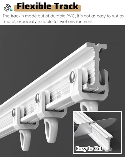 Curtain Track Bendable Tracks for Curtains 1m 2m 3.0m 4m 5m 16 Ft 16.4ft, White PVC Bay Window Curtain Rail and Fittings, Curved Rooms Divider Shower Curtain Rod(Ceiling Mount,4m/157in/13.1ft) - color: Ceiling Mount, size: 4m/157in/13.1ft