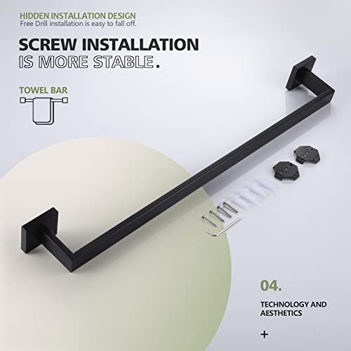 KOKOSIRI 20-Inch Single Towel Bar, Bathroom Kitchen Towel Holder, Wall Mounted SUS304 Stainless Steel Towel Rack, Matte Black, B4003BK-L20 - color: Matte Black, size: 20-Inch