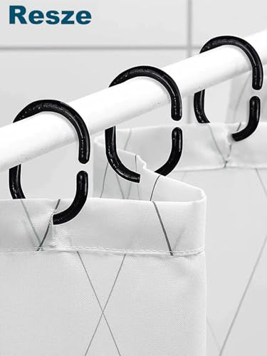 Resze 24 PCS Shower Curtain Rings,Plastic Black Shower Curtain Hooks,C-Shaped Rings Hook Hanger Bathroom Shower Window Rod - color: Black, size: 24PC