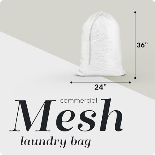 Handy Laundry Mesh XL Laundry Bag 24"x36", Heavy Duty Drawstring, White | XL 24x36 Mesh Laundry Bag, Secure Drawstring, Heavy Duty, Machine Washable, for Delicates Dorm Travel Storage, White - color: White
