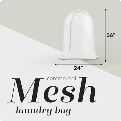 Handy Laundry Mesh XL Laundry Bag 24"x36", Heavy Duty Drawstring, White | XL 24x36 Mesh Laundry Bag, Secure Drawstring, Heavy Duty, Machine Washable, for Delicates Dorm Travel Storage, White - color: White