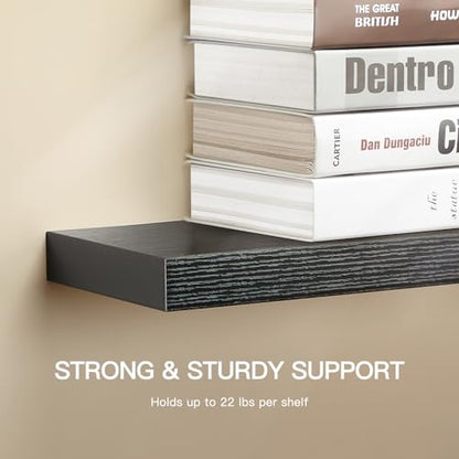 AMADA HOMEFURNISHING Floating Shelves Wall Mounted, 32 x 7 Inch Wall Shelves for Bathroom, Bedroom, Living Room, Black Shelves Set of 2 - color: Black, size: 32 inches