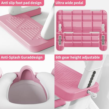 Potty Training Toilet Seat with Step Stool Ladder for Boys and Girls, 2 in 1 Potty Training Toilet, Splash Guard Anti-Slip Pad Step Stool （Pink) Pedal Upgrade. - color: Pink