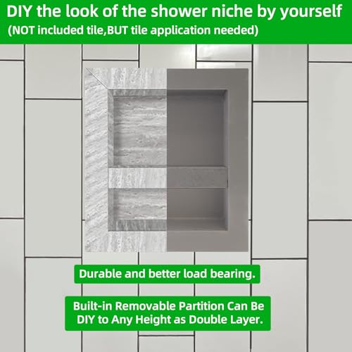Tile Ready Shower Niche 12"x16" Inner Size,Embedded Size 13"x17",Depth 4" | Niche for Shower Wall,Waterproof and Ready-to-Tile Recessed Showers Shelf Niche Box for Bathroom Remodel/Storage/Organization - size: Inner 12"x16"/Outer 16"x20"