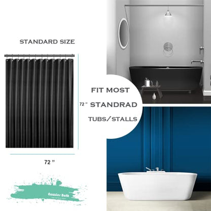 Black Plastic Shower Curtain Liner, 72x72 Inch Thin Lightweight Black Plastic Bathroom Shower Showroom Inner Curtain with Rustproof Metal Grommet Holes and Weighted Magnets - color: B03-black, size: 72"W x 72"L (Pack of 1)