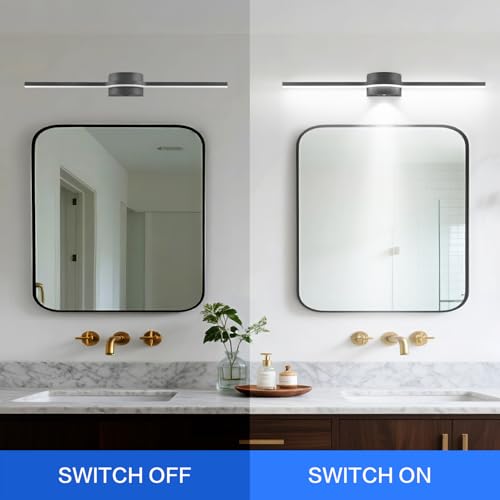 Bathroom Vanity Light Over Mirror– 40 Inch Black Vanity Lighting Fixtures LED Dimmable 6000K Bright White with Extra Downlight 22W 1760lm Matte Black - size: 40 Inch