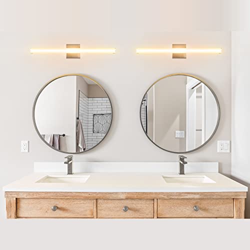 Ultralux Slim LED Vanity Light Bar - Wall Mounted LED Light Bar - TRIAC Dimmable, Modern Bathroom Light Fixture - 14.5 W, 3000K, Bright LED Vanity Mirror Light - (24 inch - 1 Pack, Brushed Nickel) - color: Brushed Nickel