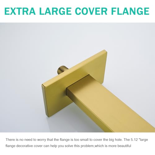 16 Inch Shower Arm with Flange,Stainless Steel Extension Extender Pipe for Fixed Rain Shower Head,Extra Long High Rise Shower Head Extension Arm,Champagne Bronze,SE-91118-16CB - color: Champagne Bronze(91118)