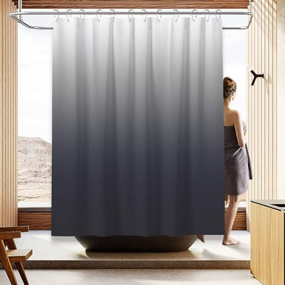 Shower Curtain Sets with Rugs and Adjustable Toilet Seat Cover | 4 Pcs Dark Grey Bathroom Sets with Shower Curtain and Rugs and Microfiber Toilet Lid Cover - color: Dark Grey