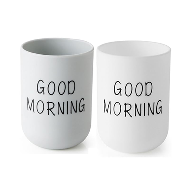 Toothbrush Cup 2Pcs, Bathroom Toothbrush Holder, Storage Cup 300ml, Drinking Cup, Reusable (Gray + White) - color: Gray + White