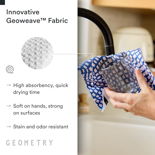 GEOMETRY Kitchen Dish Cloths - Quick Dry Dishcloths for Kitchen - Premium Dish Rags with Geoweave - 3-Pieces Tiny Petals - color: Linen Breeze, style: Dishcloth
