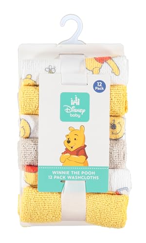 Disney Baby Washcloths 12 Pack – Ultra Soft Baby Wash Cloths, Lilo & Stitch (Stitch & Angel), Winnie the Pooh & Mickey Mouse, Absorbent Newborn Bath Essentials - color: Winnie the Pooh II