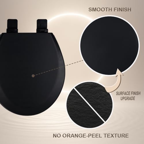 Toilet Seat, Slow Close, Soft Touch, Ultra-Smooth Matte Finish (No Orange-Peel Texture), Premium Moulded Wood, Quick Release, PIKLiDS (Black, Round) - color: Black, size: Round