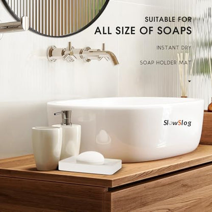 2 Pack Diatomite Soap Trays, Fast Drying Stone Soap Dishes, Soap Holders | Natural Diatomaceous Earth Stone Soap Holders, Quick-Dry Rectangular Soap Savers for Bath & Kitchen, White - color: White/Square, size: 2-Pack
