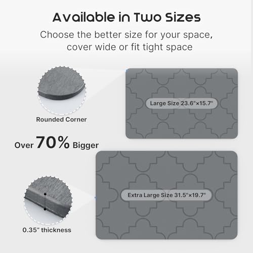ArtyCozy Large Stone Bath Mat Non-Slip Rubber Base 23.6" × 15.7", Dark Grey | Super Absorbent Quick Drying Diatomaceous Earth Mat for Bathroom, Easy to Store, Easy to Clean - size: 23.6" x 15.7" (Rectangular)
